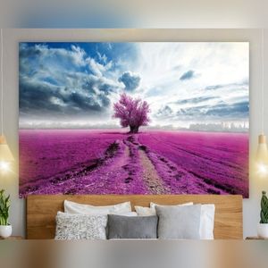 Pink Backdrops Banner Large Boho Modern Style Tapestries Purple Flower Artwork